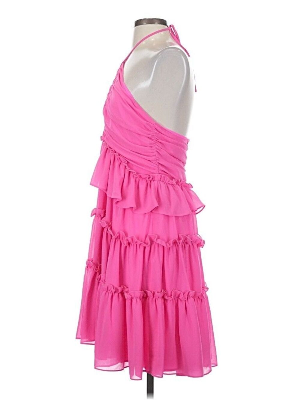 One 33 Social women Fuchsia Pink Tier Ruffle Halter Short Mini Dress size 2 $375 - Picture 7 of 13